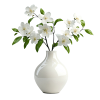 Elegant transparent flowers arranged in a minimalist vase, perfect for home decor or floral displays, vase with beautiful transparent flowers, file of isolated object with shadow on transparent png