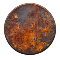 Rusty metal plate isolated on a clean transparent background showcasing unique texture and color variations over time, rusty metal plate isolated on transparent background png