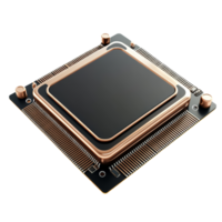 Modern CPU processor unit rendered in high detail, isolated on a transparent background for clear visibility and showcase, Processor unit CPU concept . 3D render, isolated on transparent background. png