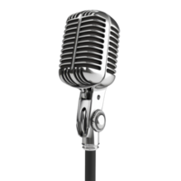 Classic microphone isolated on a transparent background showcasing elegant design and vintage appeal for various uses, Microphone isolated on transparent background 3D render png