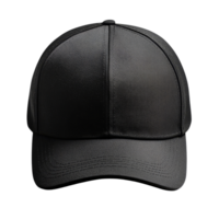 Front view mockup of a black baseball cap isolated on a clean background for design purposes, black baseball cap mockup front view, file of isolated object with shadow on transparent background png