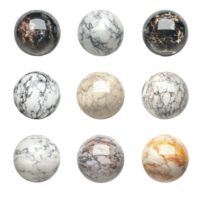 Beautifully crafted marble spheres arranged on a clean transparent background showcasing unique patterns and colors, marble spheres isolated on transparent background png