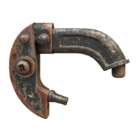Detail of a rusty Cclamp resting on a plain background, showcasing its aged metal and functional design for various clamping tasks, Cclamp or Gclamp isolated png