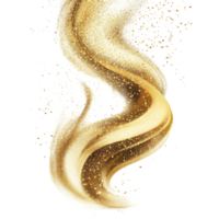 Elegant gold dust swirl isolated on a transparent background creating a captivating wave design, Gold Dust Swirl Elegant Wave, file of isolated object on transparent background png
