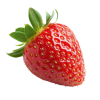 Vibrant red strawberry resting on a clean transparent background showcasing its fresh texture and inviting appearance, Strawberry on transparent background png