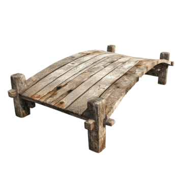 A collection of old timber bridges showcasing various designs and structures against a transparent background, Various types of old timber bridge transparent background png