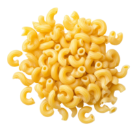 Uncooked elbow macaroni arranged neatly on a transparent background in a welllit setting, uncooked elbow macaroni on transparent background png