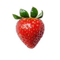 Freshly picked strawberry with dewdrops on a transparent background highlighting its vibrant color and smooth texture, Fresh strawberry isolated png