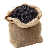 Sack of Rice Berry on a transparent background showcasing the rich texture and color of this nutritious grain, Rice Berry in sack on transparent background png