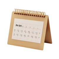 A tabletop calendar displaying March 2024 on a transparent background ideal for planning and organizing activities, table calendar 2024 march isolated on transparent background png