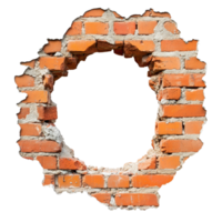 A circular hole in a red brick wall isolated on a transparent background, showcasing exposed bricks and texture, hole in red brick wall isolated on transparent background png