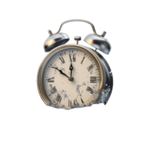 A closeup of a sinking clock with a hue, symbolizing the pressure of time as it approaches, close to twelve time limit concept sinking clock isolated on transparent background png