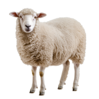 A fluffy transparent sheep standing against an isolated transparent background, showcasing its soft wool and calm demeanor, Sheep isolated transparent background png