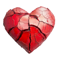 A broken heart sculpture on a transparent background representing emotional turmoil and heartbreak, Broken heart on transparent background png