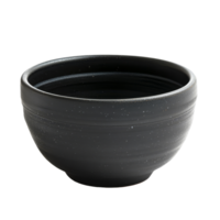 Elegant black ceramic bowl showcased against a transparent background for minimalist decor, Black ceramic bowl isolated on transparent background png
