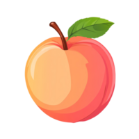 Isolated flat peach fruit with a green leaf on a clean transparent background, Flat peach fruit isolated on transparent background png