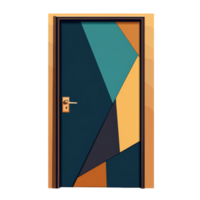 Modern door design with geometric patterns in vibrant colors on a transparent background, Modern Home Door Elements isolated on transparent background background, interior design concept. png