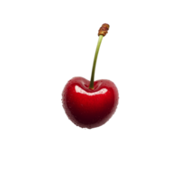 Fresh red cherry with droplets on a clean transparent background captured for a vibrant and appealing look, Red cherry isolated in transparent background format png