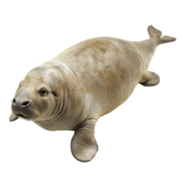 A detailed view of a sea cow resting on a transparent background for study and appreciation, a sea cow isolated on transparent background png