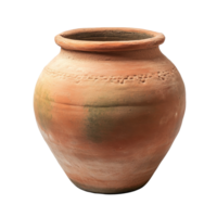 Traditional clay pot displayed against a transparent background showcasing natural earthy tones and unique textures in a simple composition, Old clay pot on a transparent background png