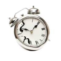 A sinking clock nearing twelve represents the concept of time slipping away in a surreal artistic depiction, close to twelve time limit concept sinking clock isolated on transparent background png