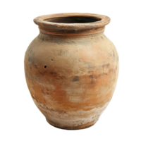 An ancient clay pot resting on a transparent background, showcasing traditional craftsmanship and rustic charm, Old clay pot on a transparent background png