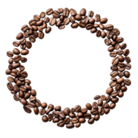 café feijões arranjado dentro uma circular padronizar em uma transparente fundo com uma volta espaço para texto, café feijões com volta copyspace contra transparente fundo png