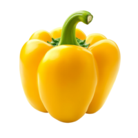 Fresh yellow pepper isolated on a transparent background, showcasing its vibrant color and shape in natural lighting, Sweet yellow pepper isolated on transparent background png