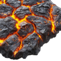 Lava surface showcasing molten rock and intricate textures from volcanic activity, Lava Surface with Molten Rock and Texture, Isolated on transparent background png