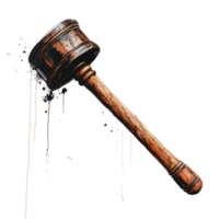 Symbolic hammer of justice artwork representing fairness and law on a transparent background, Symbolic Hammer of Justice Conceptual Art on a transparent background png