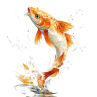 Dynamic leaping fish splashes in clear water against a transparent background showcasing its vibrant colors and energy, Leaping Fish Action transparent background png