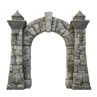 A stunning stone gate stands beautifully against a clean transparent background in a serene setting, Beautiful stone gate on a transparent background png