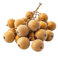 Fresh ripe longan fruit cluster on a bright transparent background ready for culinary use or decoration, ripe longan on transparent background png