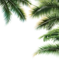 Tropical coconut palm leaves creating a vibrant summer backdrop for relaxation and enjoyment in a sunny setting, tropical coconut palm leaves tree for summer background on transparent background file png
