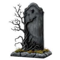 Eternal Rest Halloween tombstone with eerie tree branches set against a transparent background, Eternal Rest Halloween Tombstone Isolated on transparent background png