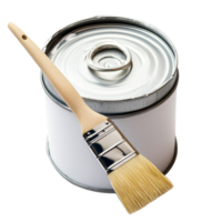 une peindre pouvez avec une brosse mis à côté de il sur une nettoyer transparent Contexte prêt pour les arts et artisanat activités, peindre pouvez avec brosse sur transparent Contexte png