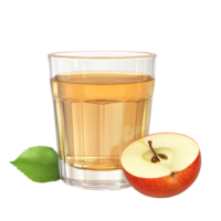 A refreshing glass of apple juice with an apple and leaf isolated on a transparent background, Glass of apple juice isolated png