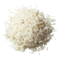 A pile of uncooked transparent rice arranged on a clean, plain transparent background for culinary or nutritional use, rice on transparent background png
