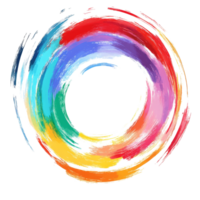 Colorful circular brush stroke on a transparent background showcasing vibrant hues for artistic expression, scribble colorful circle brush stroke isolated on transparent background png