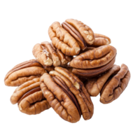 Fresh pecans isolated on a transparent background showcasing their natural texture and color, perfect for culinary uses, Pecans isolated on transparent background png