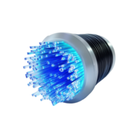 Fiber optic attenuator with glowing fibers on a transparent background showcasing advanced technology, attenuator fiber on transparent background png