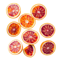 Sliced blood oranges on a transparent background highlight vibrant colors and textures for culinary inspiration, sliced blood oranges on transparent background png
