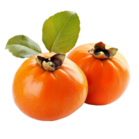 Ripe persimmons with fresh leaf isolated on a transparent background for culinary and decorative use, ripe persimmons with leaf isolated on transparent background png