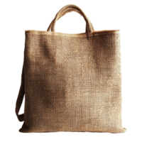 Ecofriendly jute bag displayed against a clean transparent background for sustainable shopping choices, Ecofriendly jute bag on a transparent background png