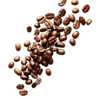 Spilled coffee beans scattered across a light surface inviting aroma and intrigue in a casual setting, Spilled coffee beans isolated png