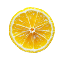 A halved lemon placed on a bright transparent background, showcasing its juicy texture and vibrant yellow color, half lemon on transparent background png