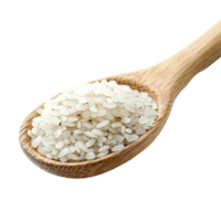 Rice seeds in a wooden spoon isolated on a transparent background for culinary and agricultural use, rice seeds in wood spoon isolated on transparent background png