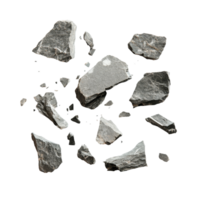 Stone fragments on a transparent background display unique textures and shapes in natural material, Broken stone on a transparent background. Stone transparent background png