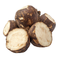 Fresh taro root isolated on a transparent background showcasing its distinct texture and appearance, Taro root isolated on transparent background png