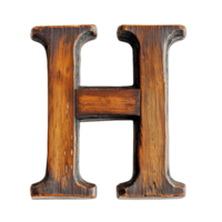 The letter H crafted from dark wood is displayed on a light background, showcasing its textured surface during daylight, consonant letter b is used to make words on transparent backgroundfile png